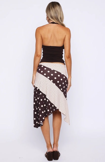 Offline Forever Midi Skirt Choc Cream Polka Dot