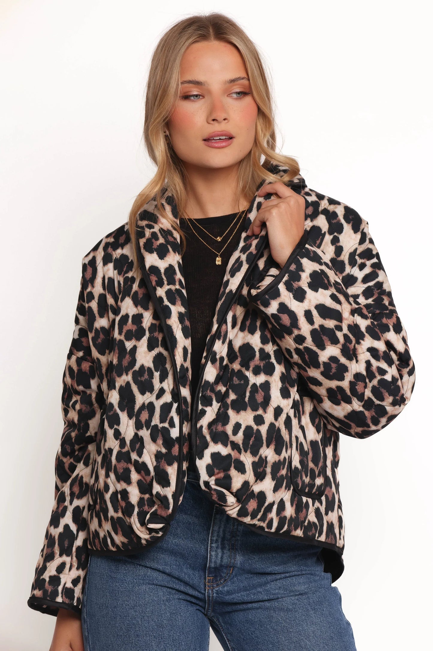 Marcos Leopard Print Quilted Jacket Leopard