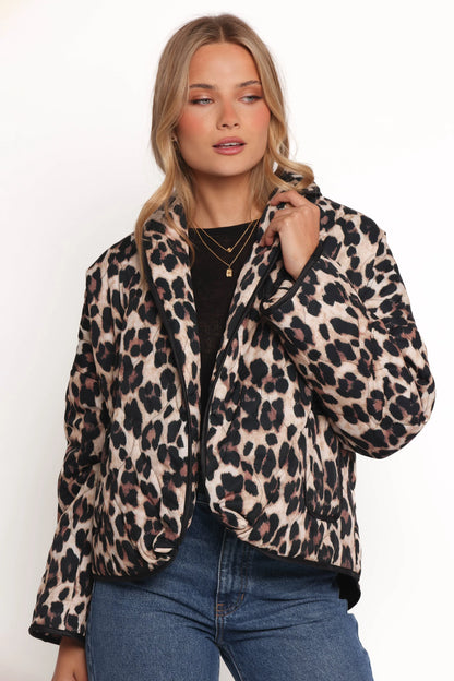 Marcos Leopard Print Quilted Jacket Leopard