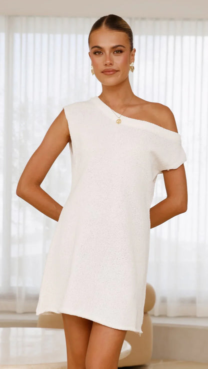 Robin Off Shoulder Mini Dress White