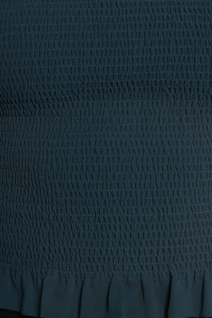 Aranha Sheer Sleeve Top Dark Blue
