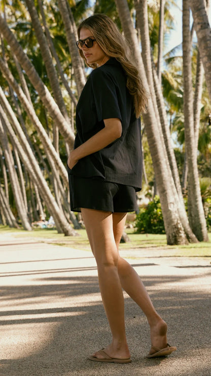 Nadine Shirt and Shorts Set Black