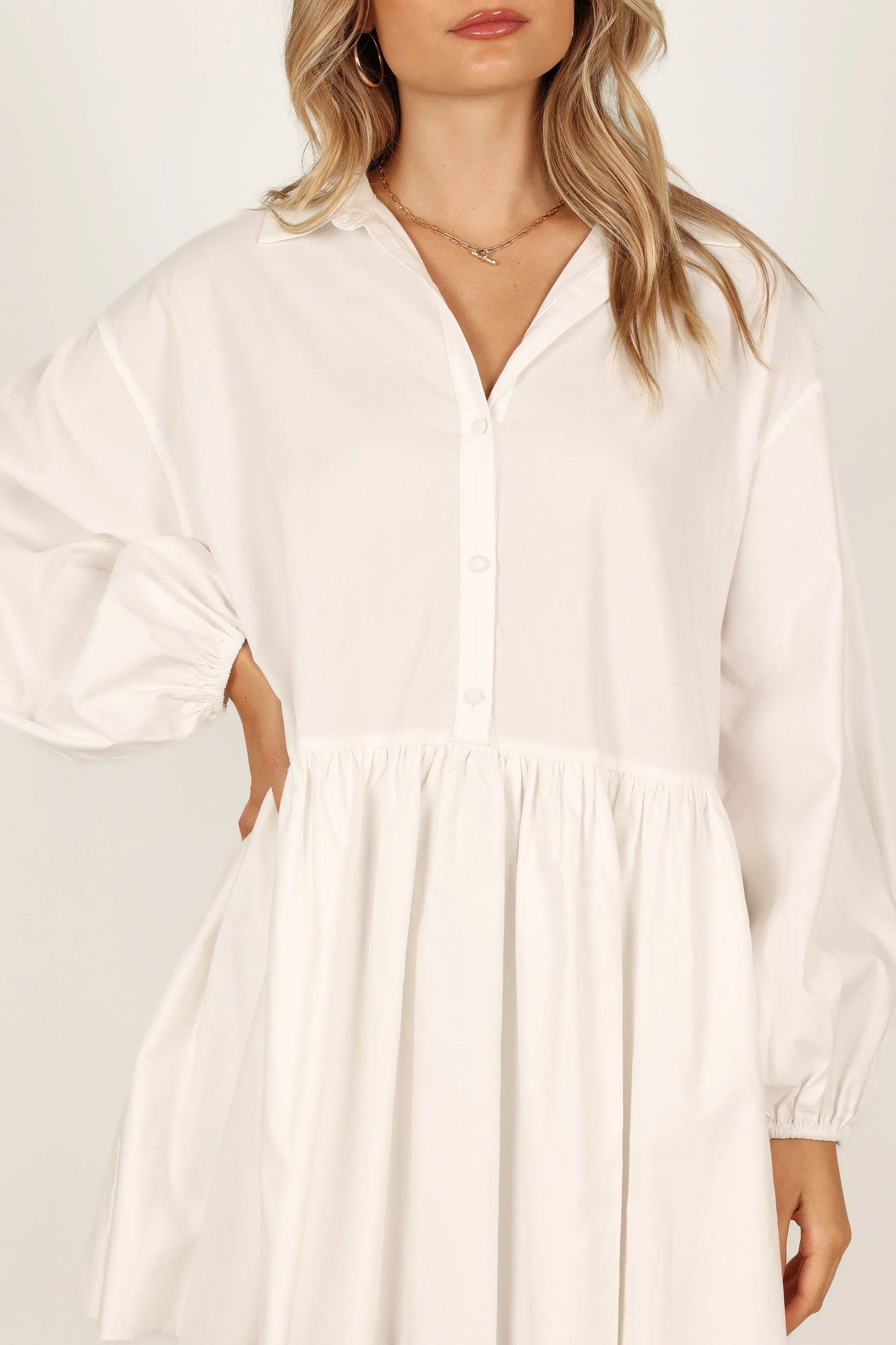 Daisy Long Sleeve Mini Dress White