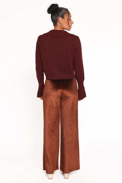 Riley Stretch Velvet Pant Chocolate
