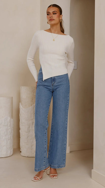 Isla Long Sleeve Top Cream