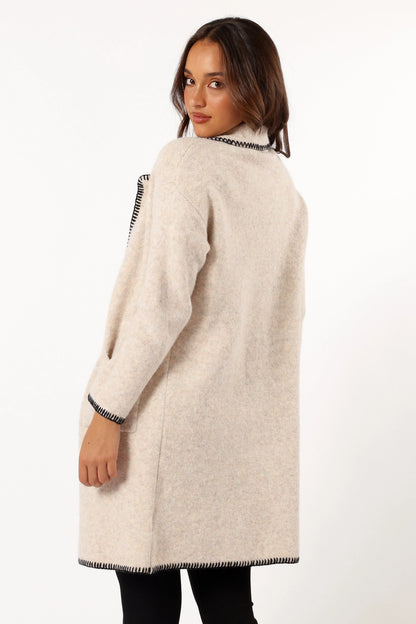 Oaklynn Contrast Stitch Coatigan Oat