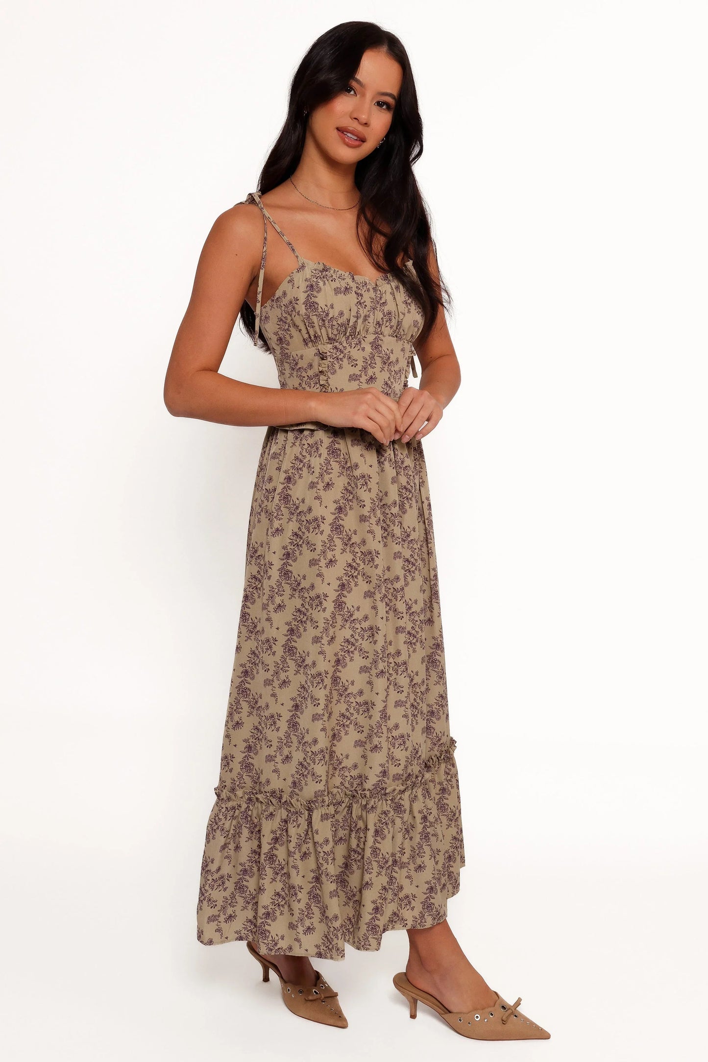 Karie Midi Dress Olive Dark Purple