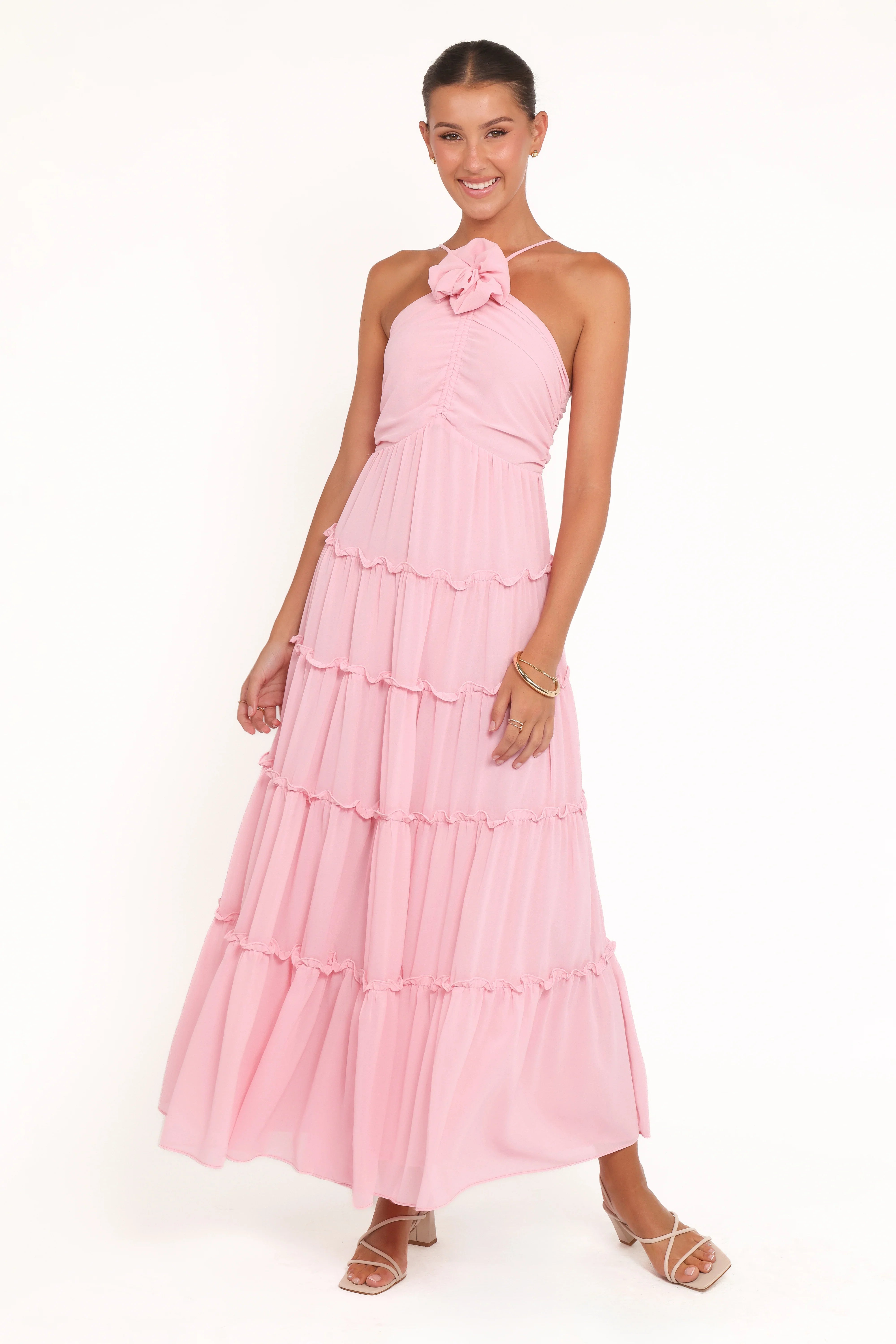Dottie Halterneck Maxi Dress Pink