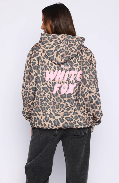 Offstage Printed Oversized Hoodie Dark Leopard