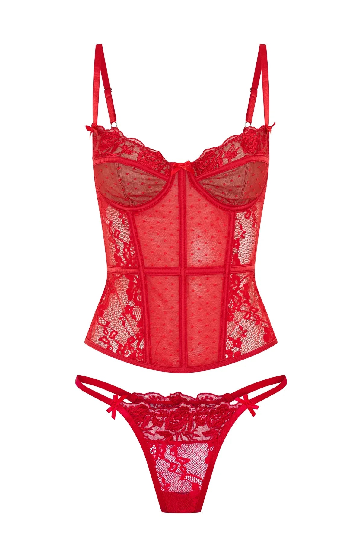 Cherished Heart Lingerie Set Red