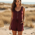 Sleeveless Button Up Romper