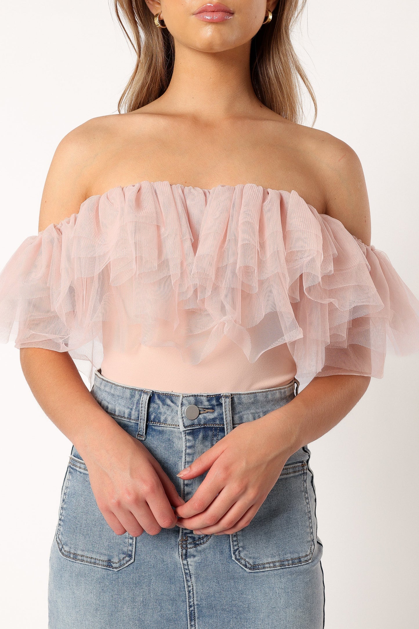 Dae Off Shoulder Bodysuit Blush