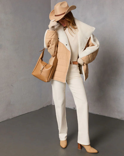 Malrin Sherpa Lined Contrast Puffer Coat
