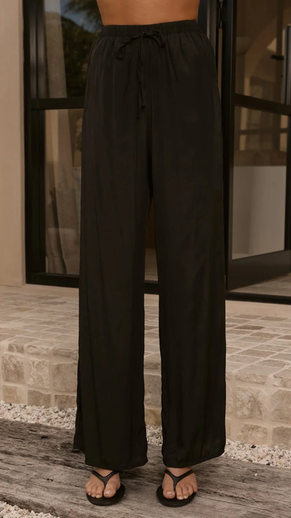 Elaia High Neck Top Pants Set Black