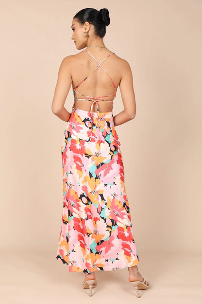 Posse Midi Slip Dress Pink Floral