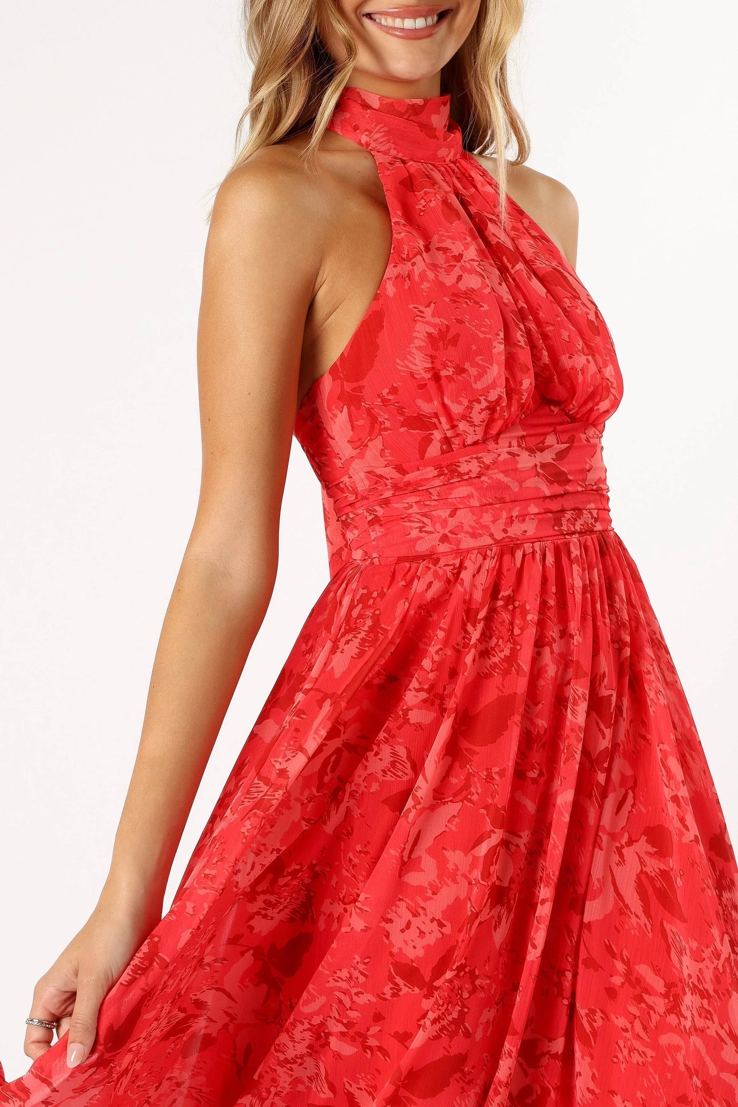 Primrose Halterneck Maxi Dress Red Floral