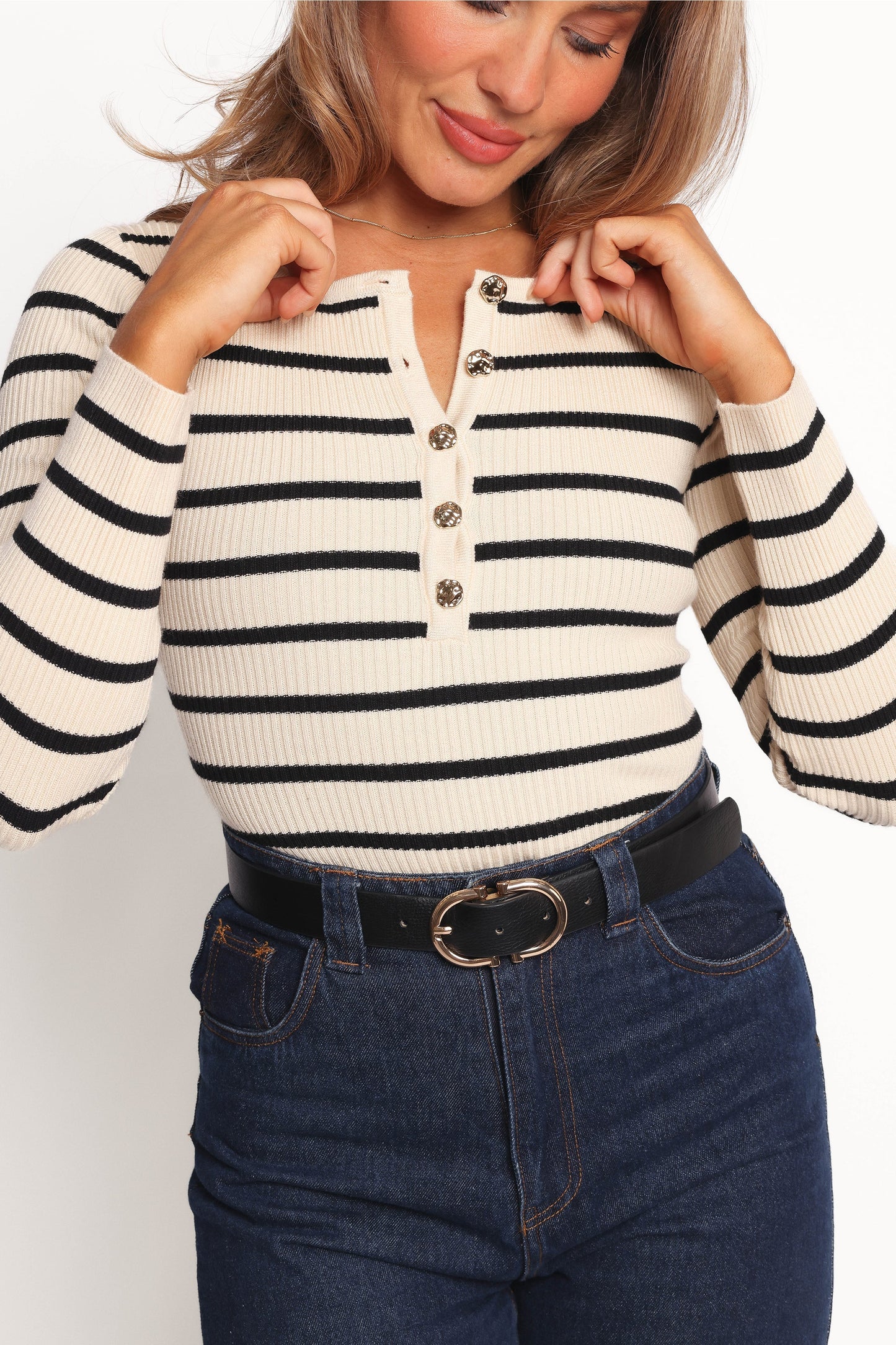 Deni Henley Bodysuit Stripe