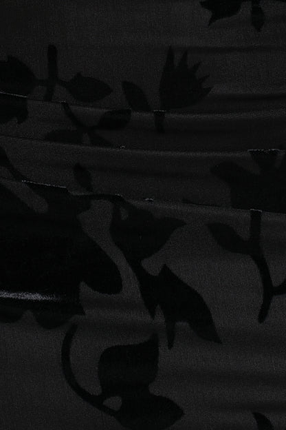 Emily Burnout Velvet Skirt Black