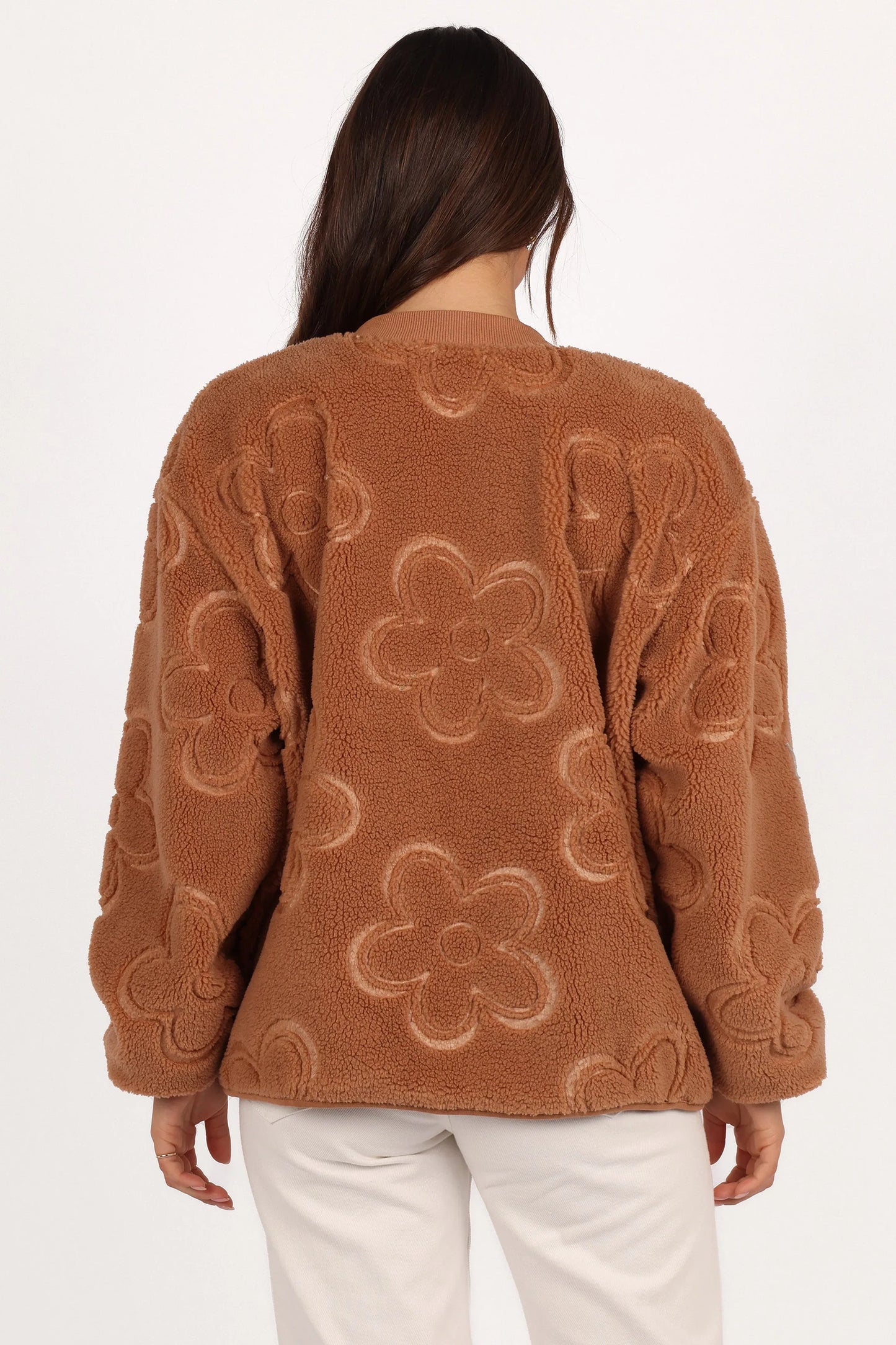 Lasky Flower Pattern Button Down Jacket Camel