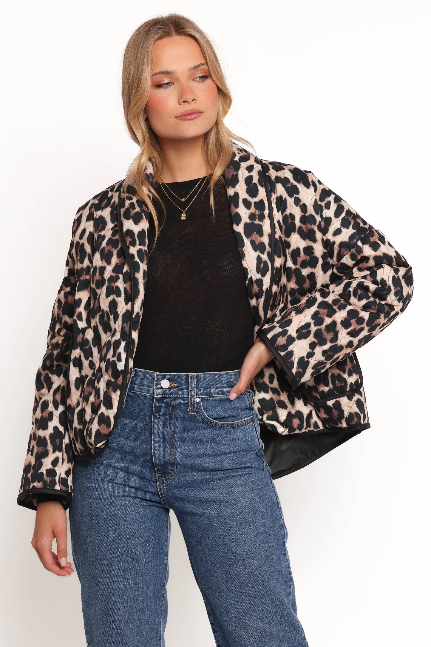 Marcos Leopard Print Quilted Jacket Leopard