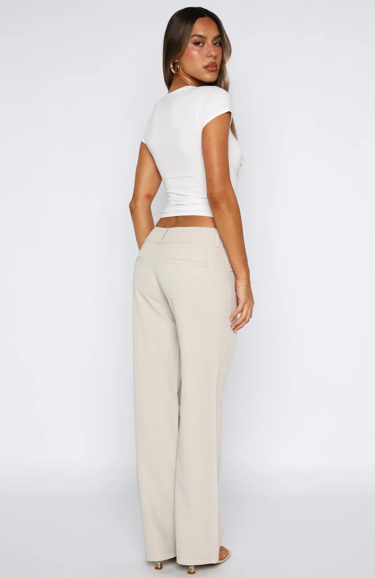 Claim You As Mine Pants Beige Pinstripe