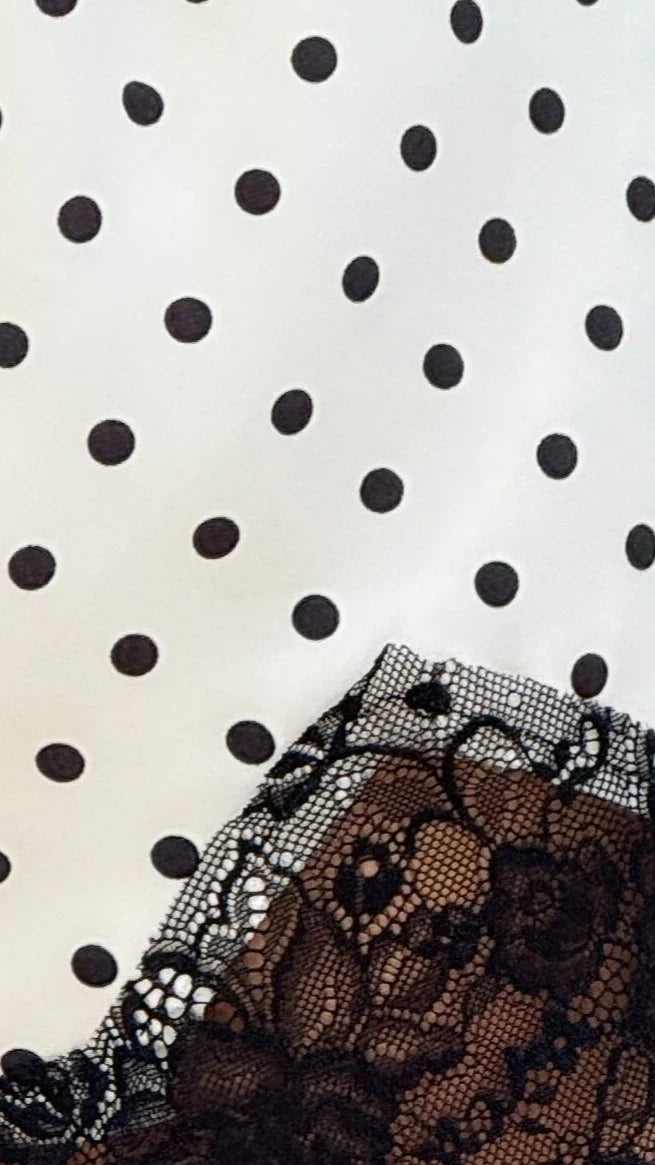 Makoa Lace Shorts White Black Polka