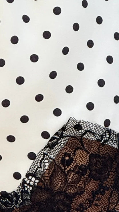 Makoa Lace Shorts White Black Polka