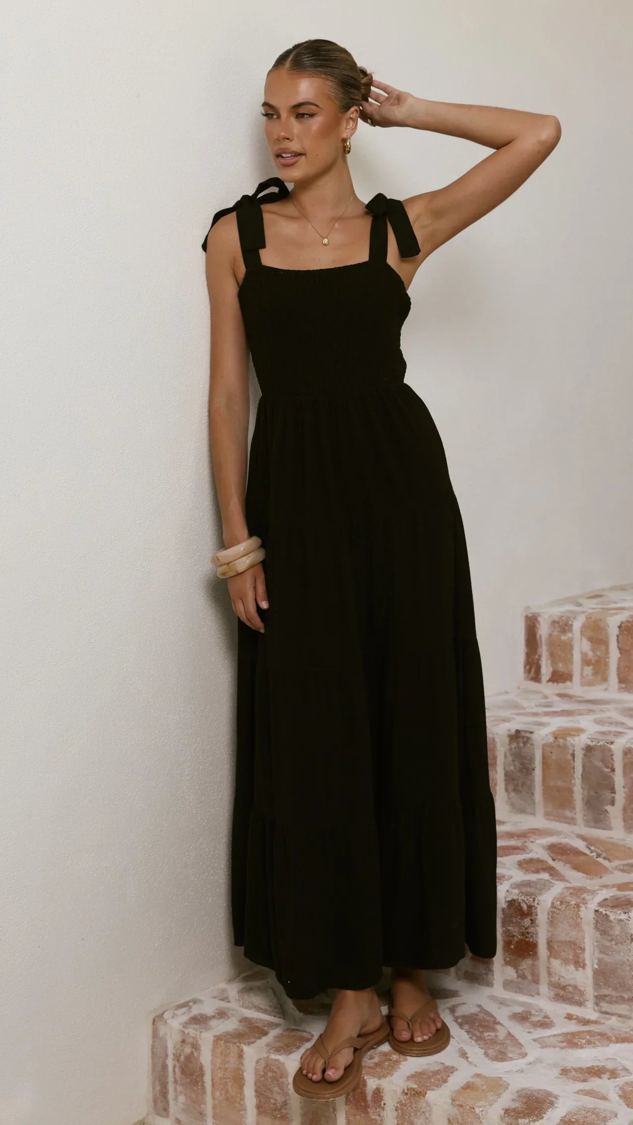 Carlina Tiered Maxi Dress Black