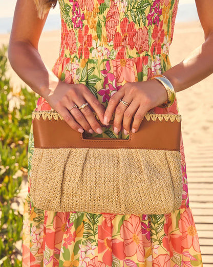 Coastal Canvas Woven Straw Clutch