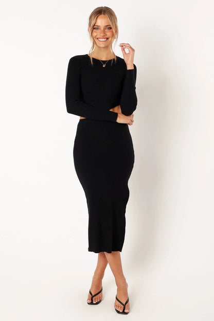 Jonah Long Sleeve Midi Dress Black