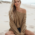 Boho Off Shoulder Cable Knit Sweater