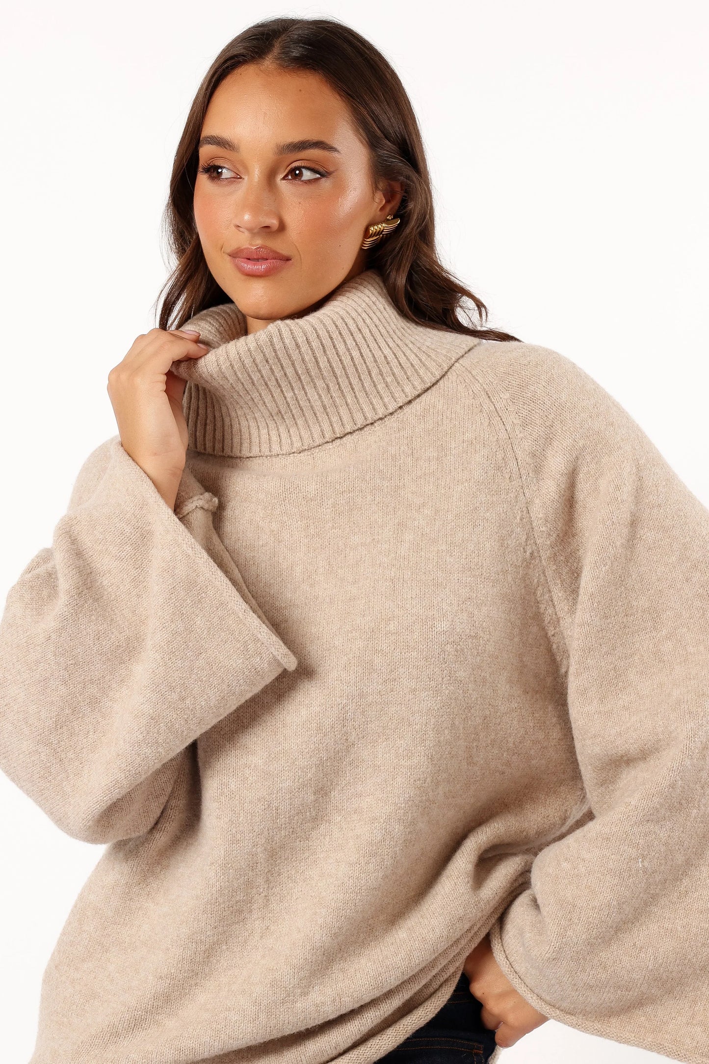 Bindy Cowlneck Knit Sweater Oatmeal