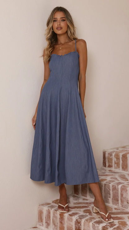 Tanya Maxi Dress Blue Denim