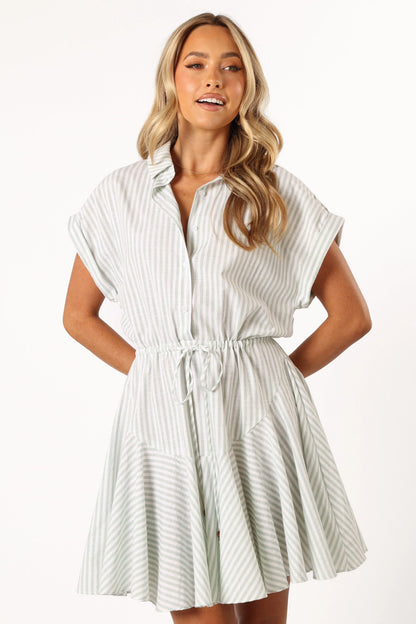 Ilsa Mini Dress Sage Stripe