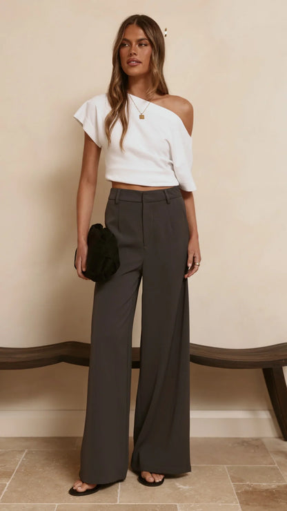 Maeva Tailored Pants Charcoal