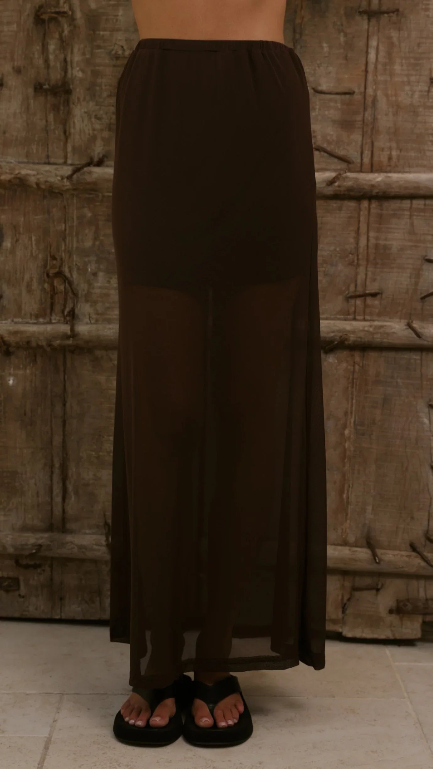 Onella Semi Sheer Maxi Skirt Chocolate