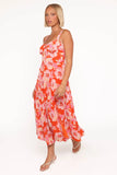 Elodie Midi Dress Red Floral