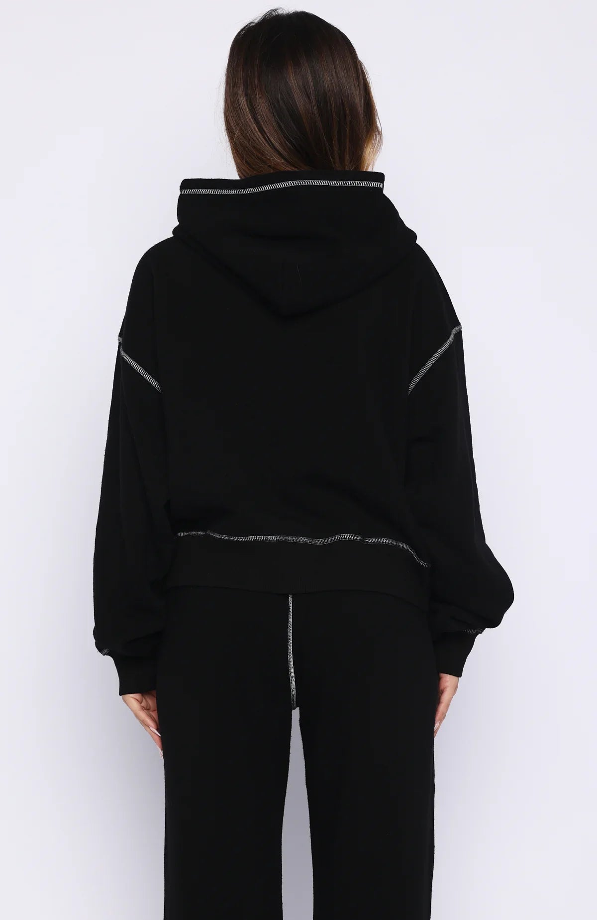 Flashing By Boxy Zip Front Hoodie Black