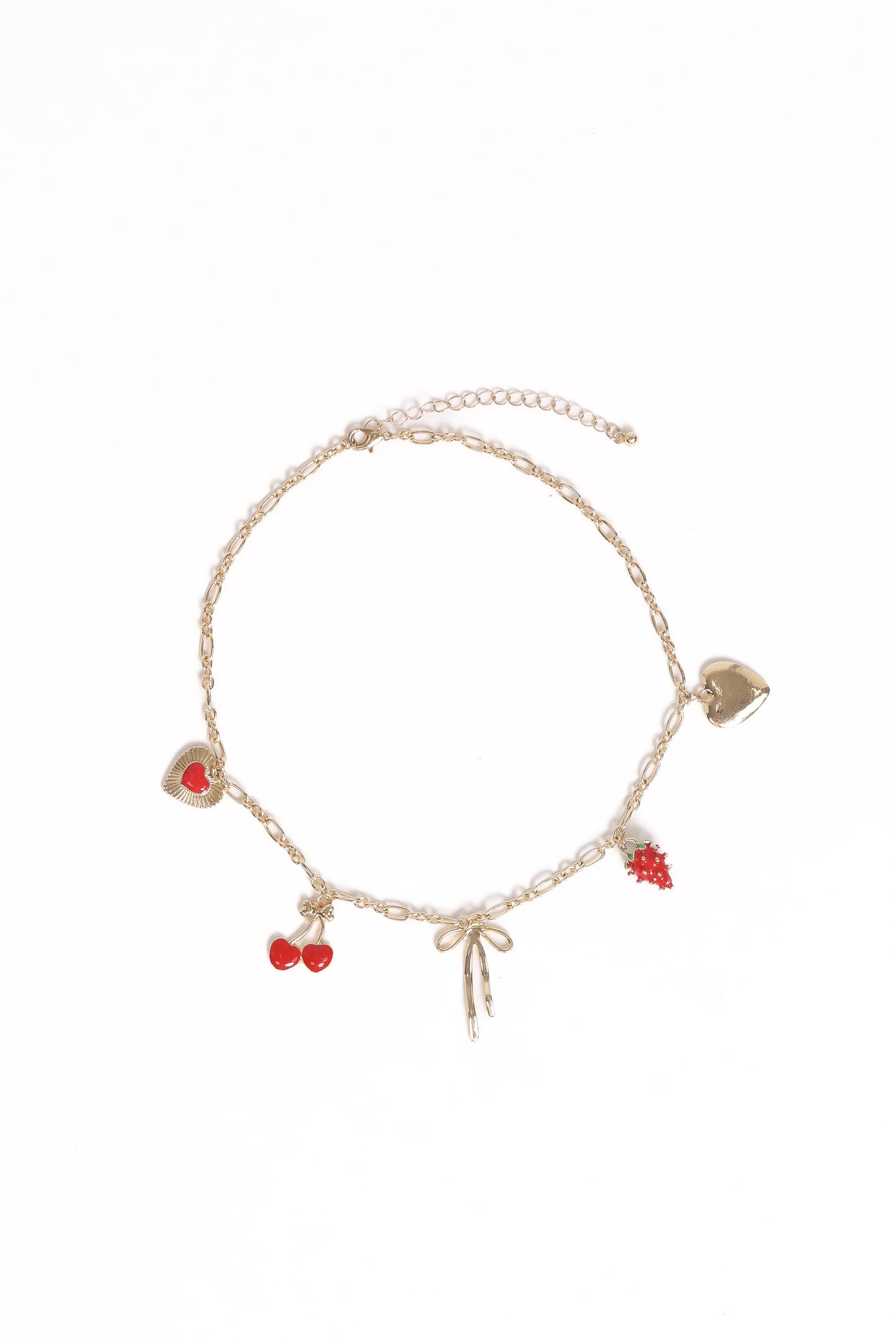 Alyssa Charm Necklace Gold Red