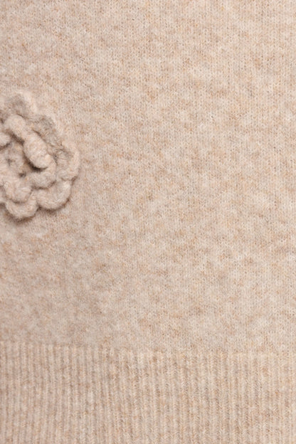 Wynne All Over Flower Knit Sweater Light Taupe