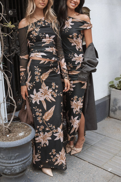 Bloise Long Sleeve Top Black Floral