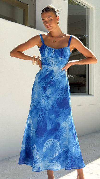 Margo Midi Dress Ocean Blue
