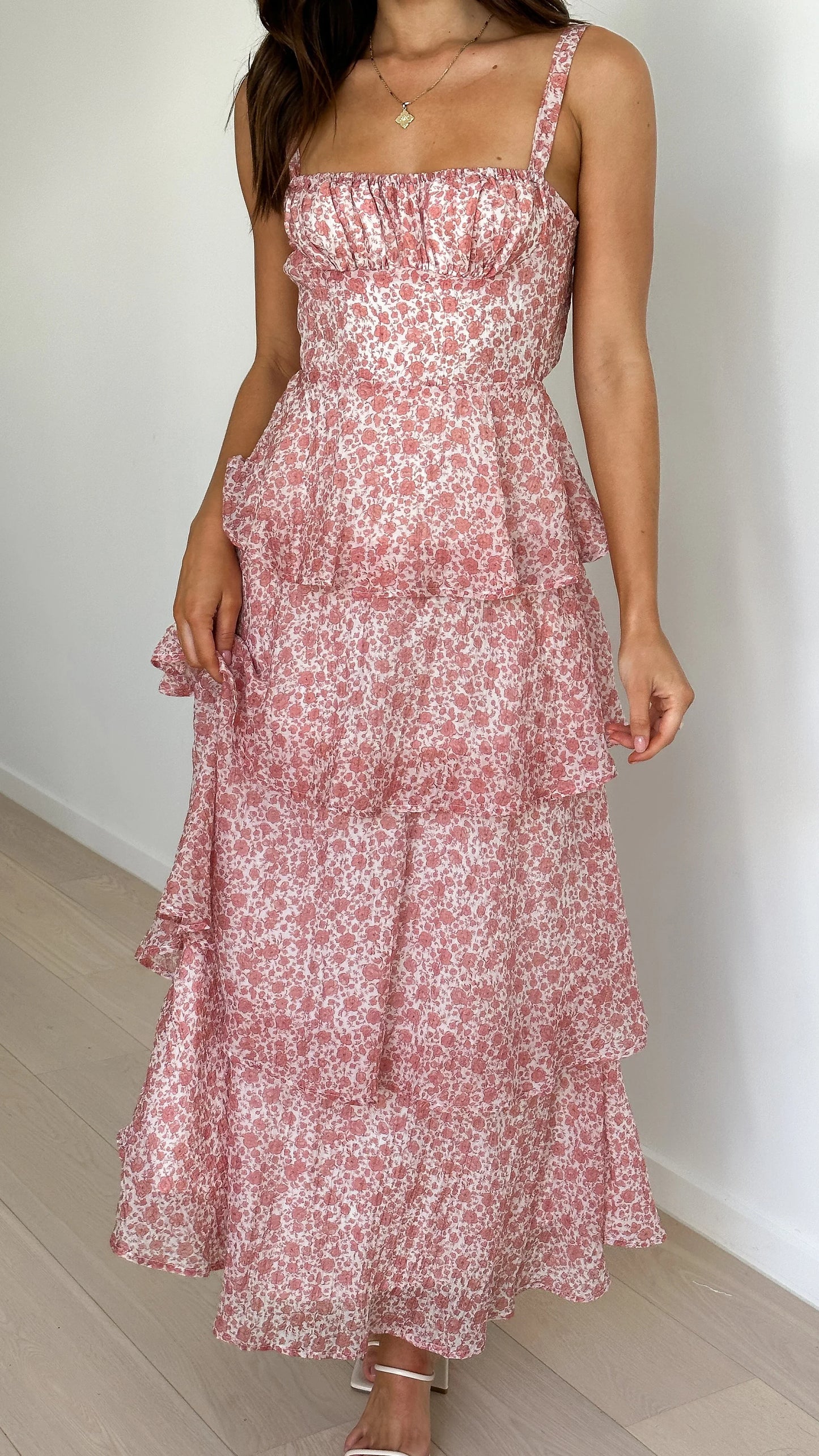 Page Maxi Dress Pink White Floral