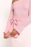 Milan Off Shoulder Midi Dress Pink
