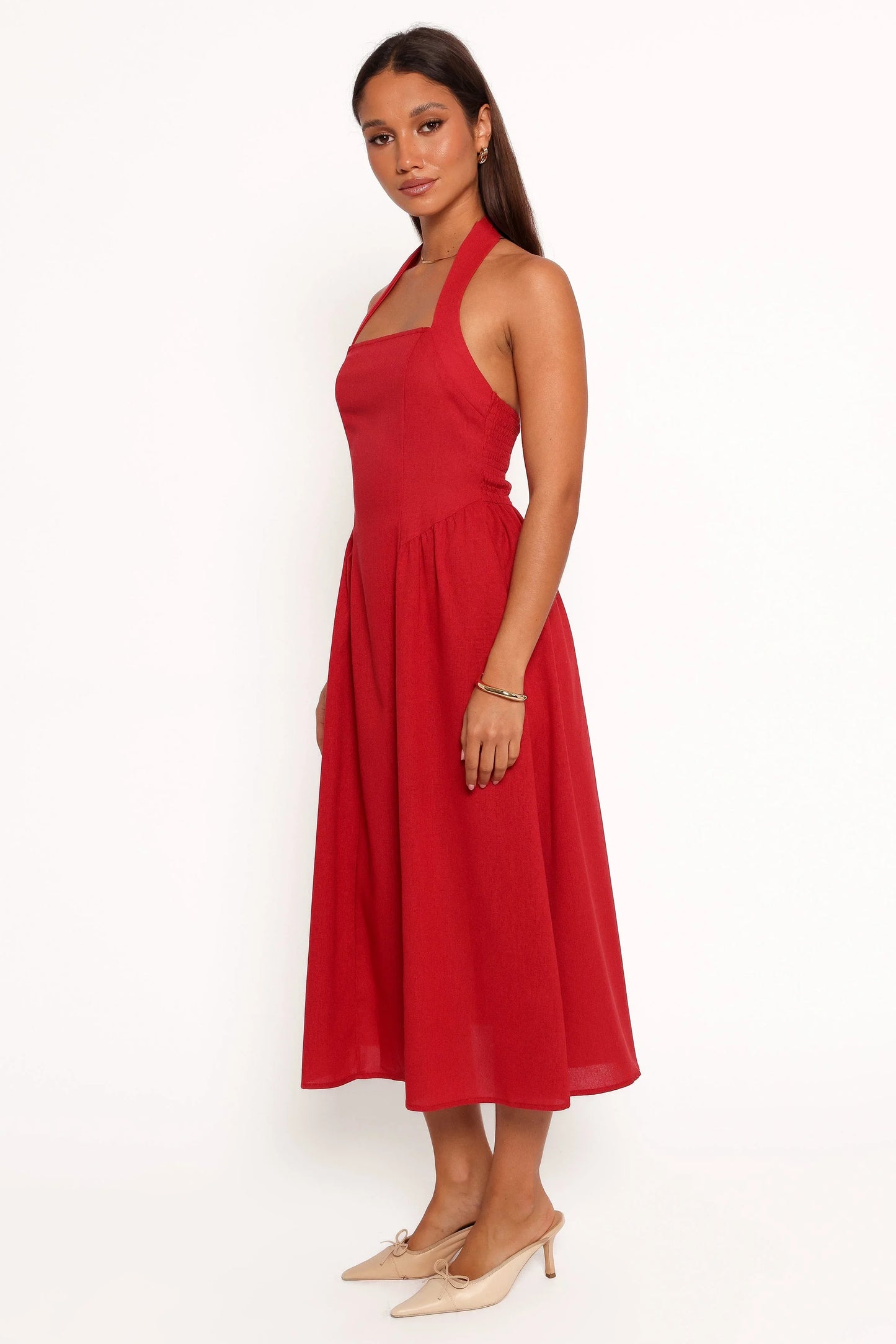 Ramona Halterneck Midi Dress Red