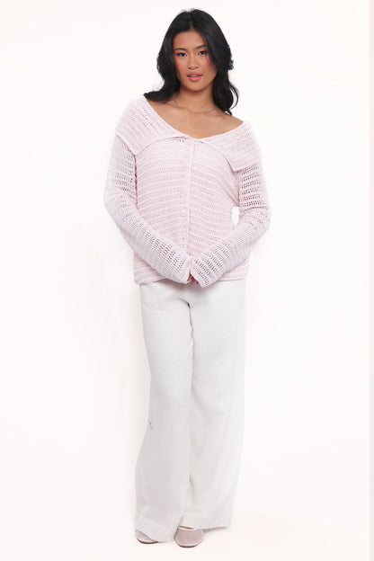 Lyra Large Collar Cardigan Pale Pink