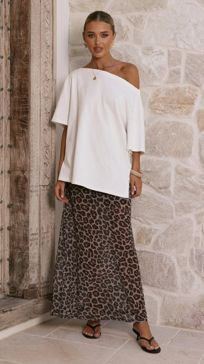 Onella Semi Sheer Maxi Skirt Leopard Print