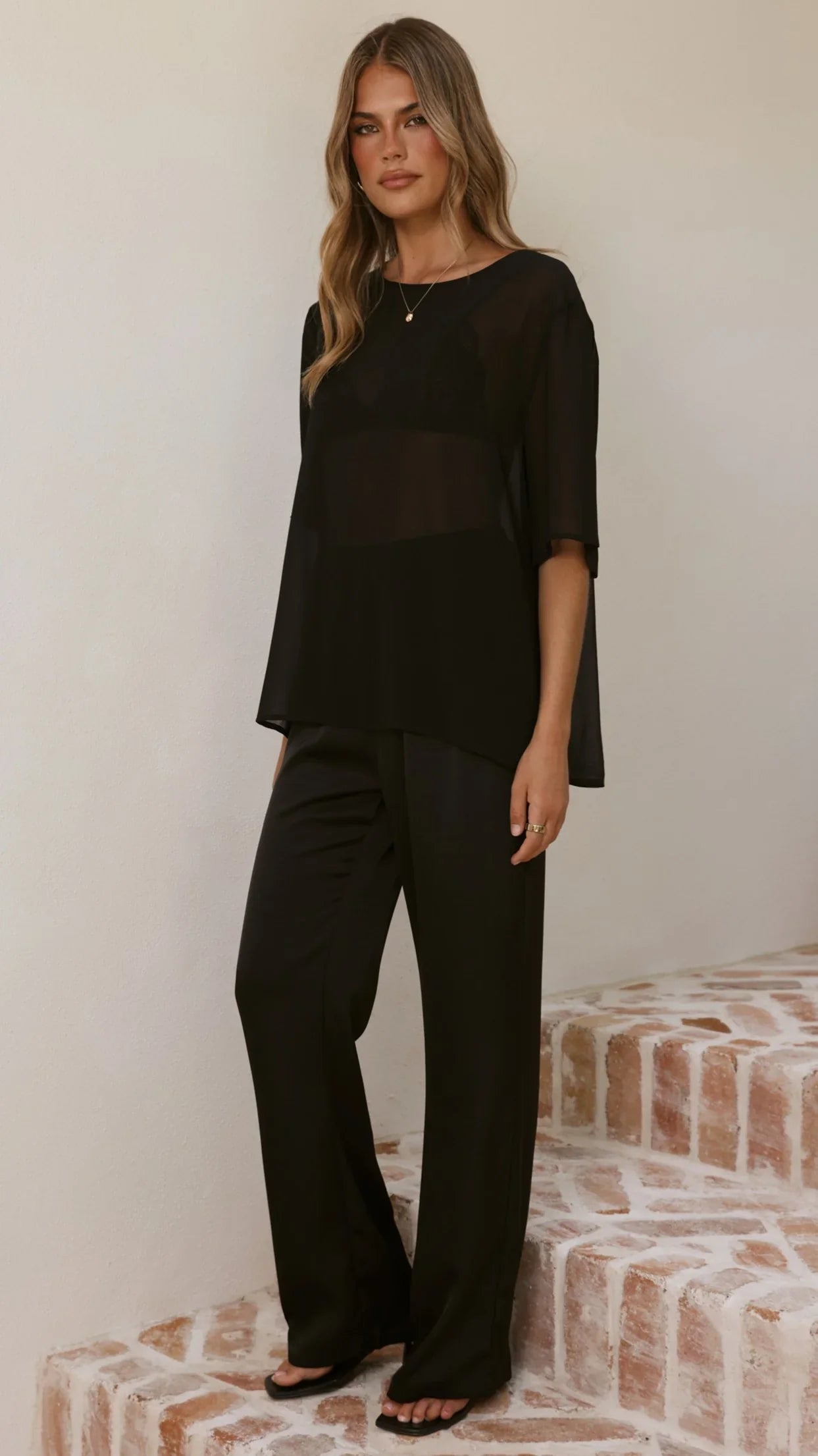 Davette Mesh T Shirt Black