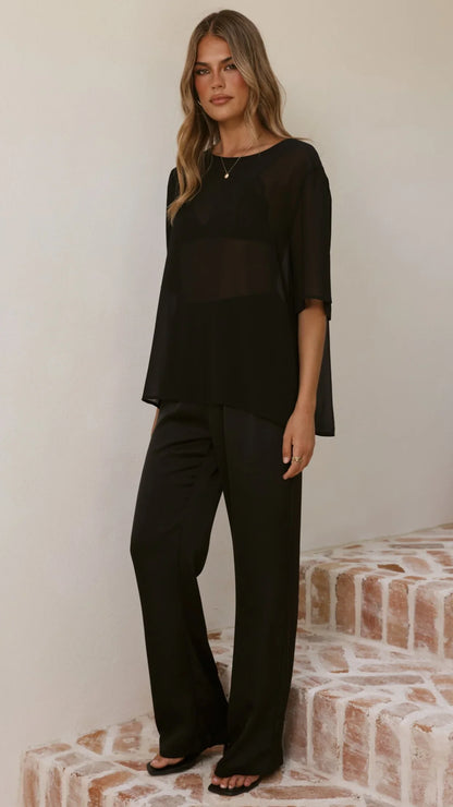 Davette Mesh T Shirt Black