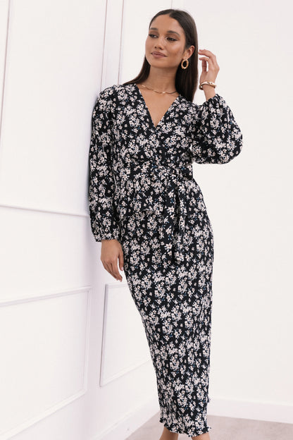Minelli Pleat Top Black White Floral